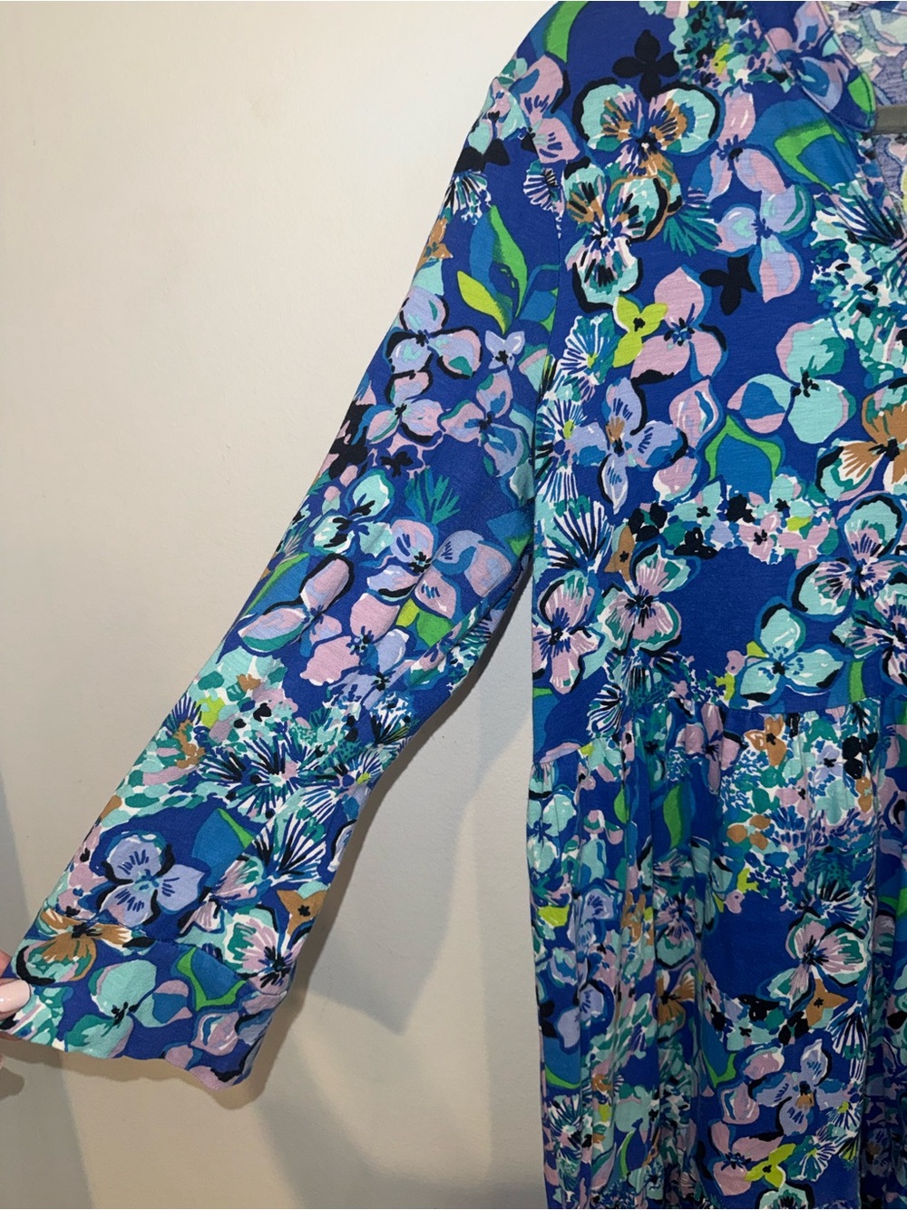 Lilly Pulitzer Alaina dress Sz XL extra large blue 100% cotton floral - Picture 8 of 11